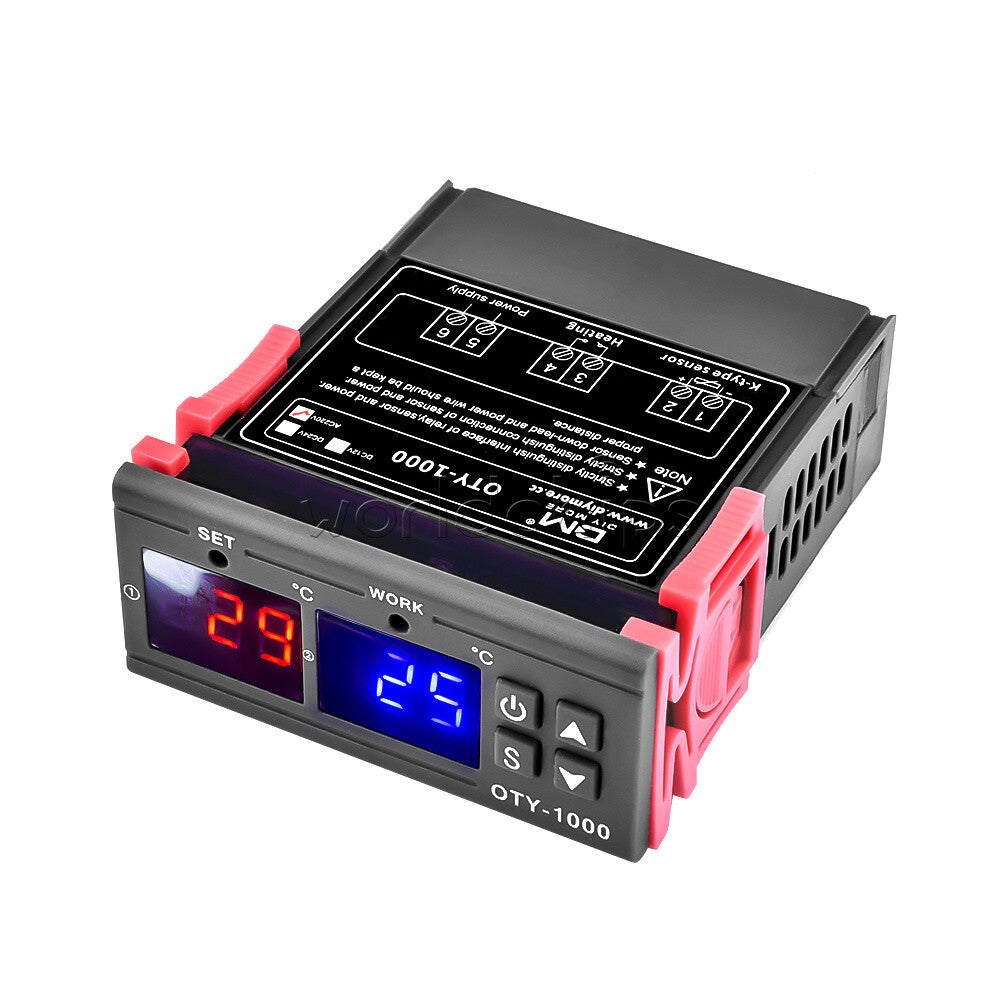 AC 220V Dual Display Digital Temperature Thermostat Controller 0~999℃ + K Senser
