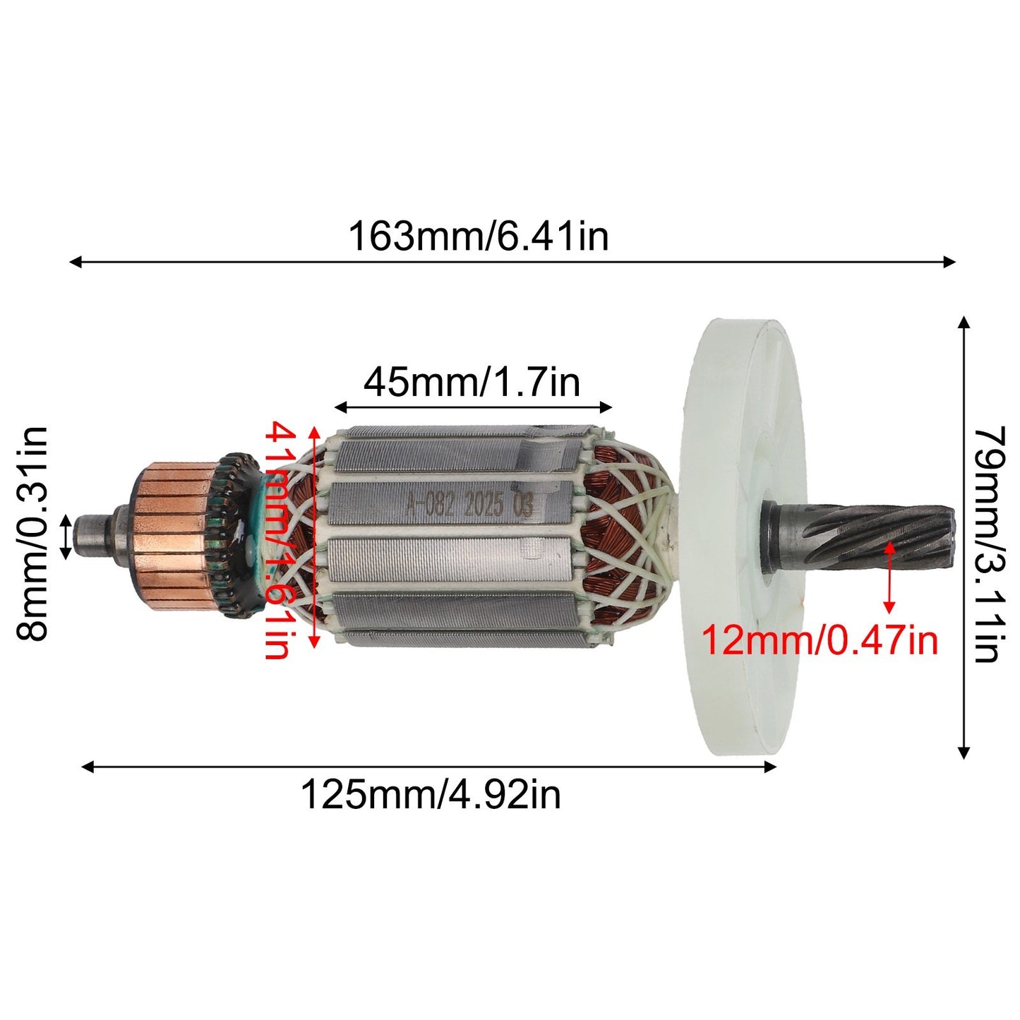 AC220V240V Armature Rotor Anchor Replacement for HM0810 For Electric Drill