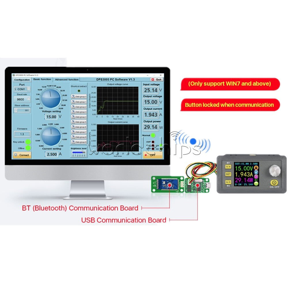 DPS3005 LCD Communication USB Bluetooth DC Adjustable Buck Power Supply Module