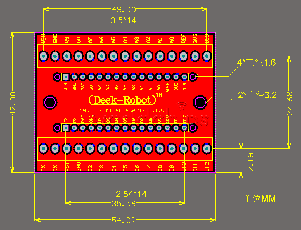 10PC Terminal Adapter Board For Arduino Nano V3.0 AVR ATMEGA328P-AU Module Board