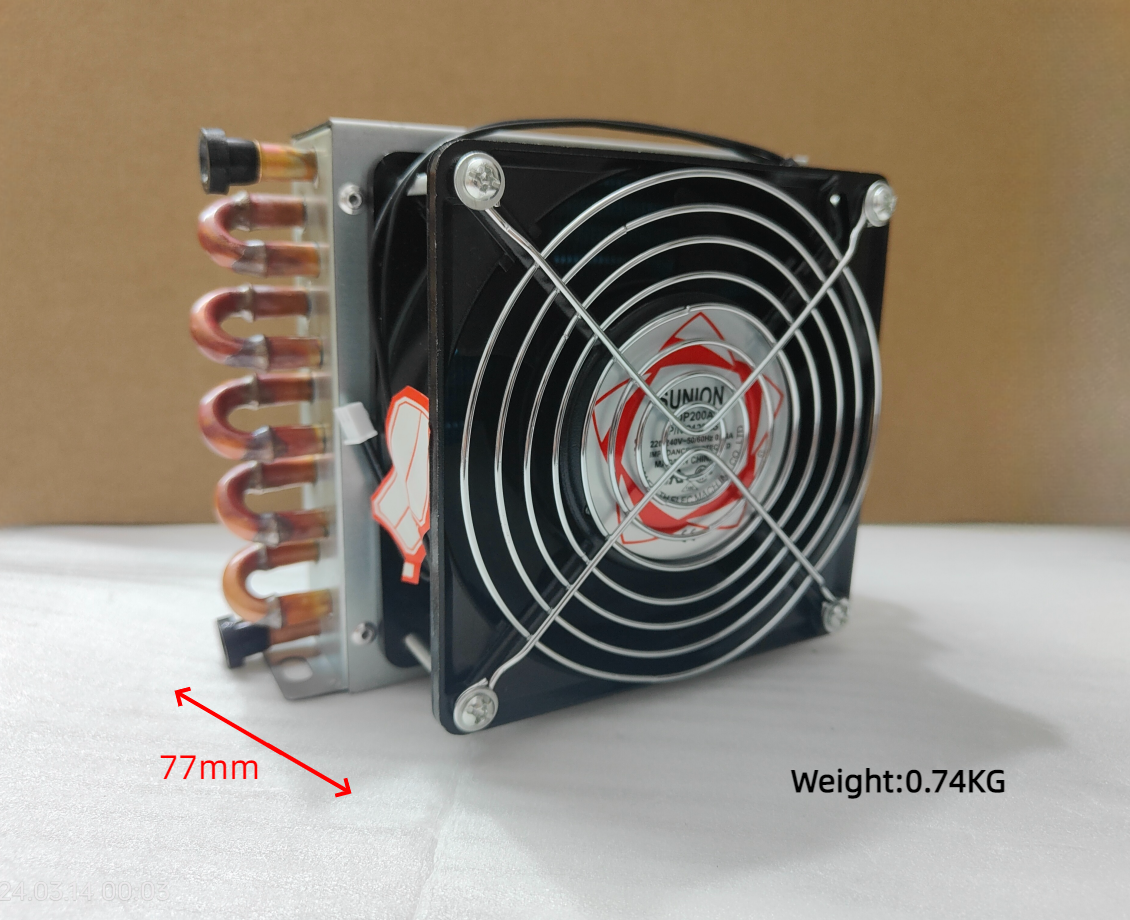 Refrigerator condenser 7mm copper tube aluminum fin 2*6*133 with 120MM fan