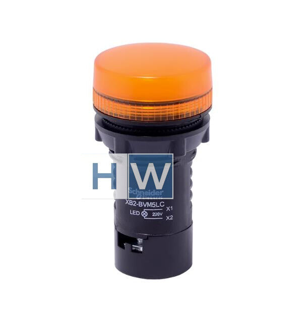 2Pcs  LED Button Indicator Light XB2BVM5LC Yellow Signal Light 22mm AC220V