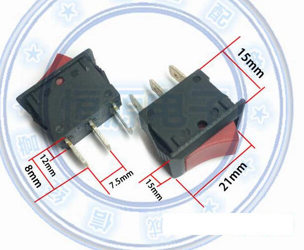 2pcs SOKEN RK2-16 6A 250VAC ON/OFF 3 Feets Rocker Switch Red Light