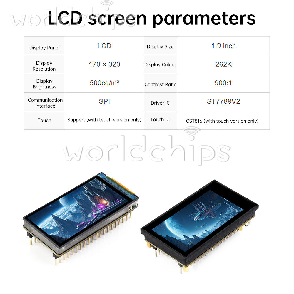 ESP32-C6 RISC-V WiFi Bluetooth Development Board 1.9inch Touch LCD SPI Module