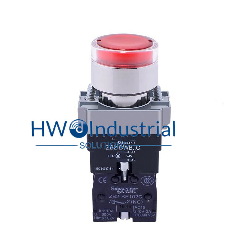 1PC LED Light Self Reset Button Switch XB2BW34B2C XB2-BW34B2C Red 1NC 24V