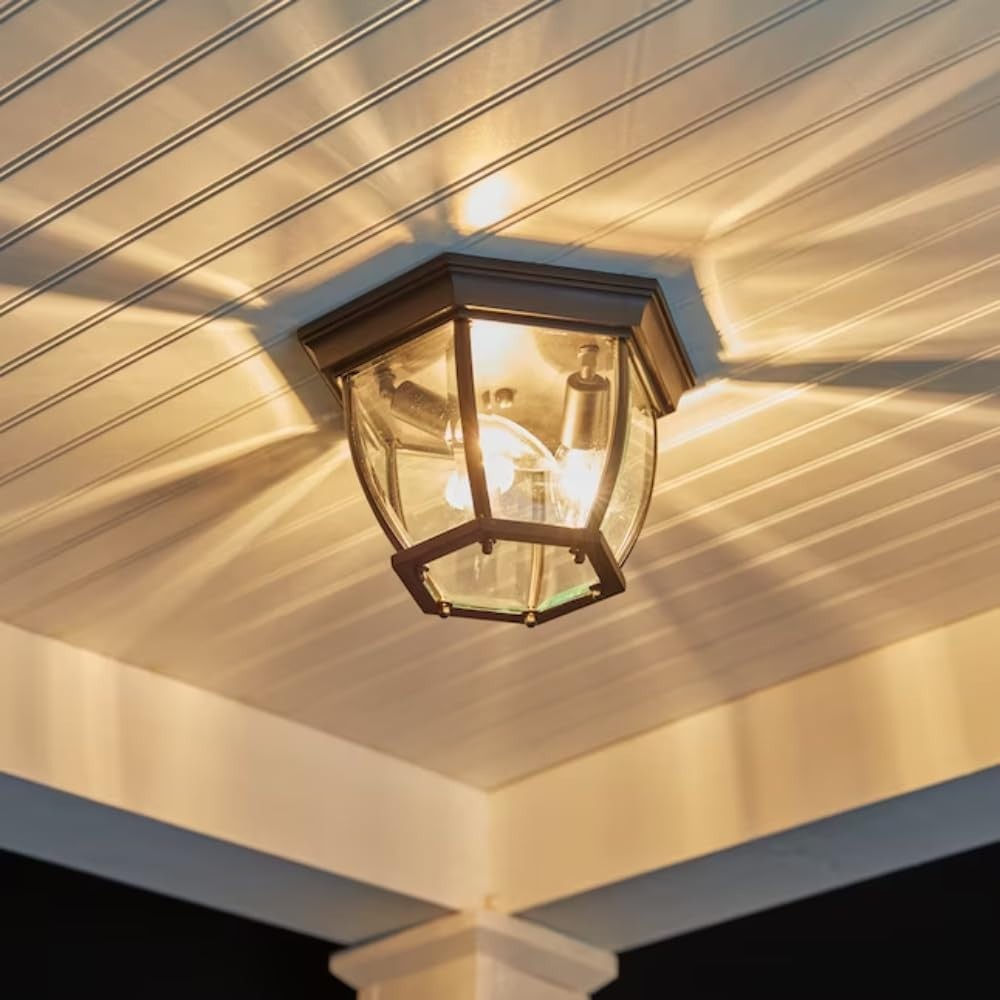 1020WT Crown Hill LED Light Bulb Compatible Aluminum Frosted Glass Outdoor Flush