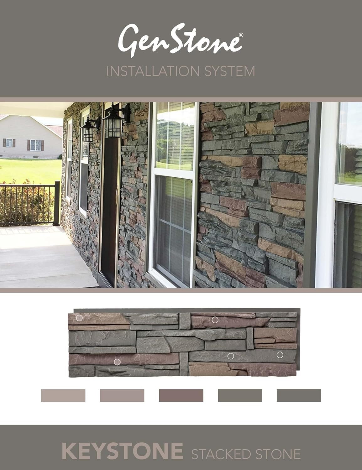 Faux Stacked Stone Panel 41" X 11.25" in Keystone Color for Do It Yourself Frien