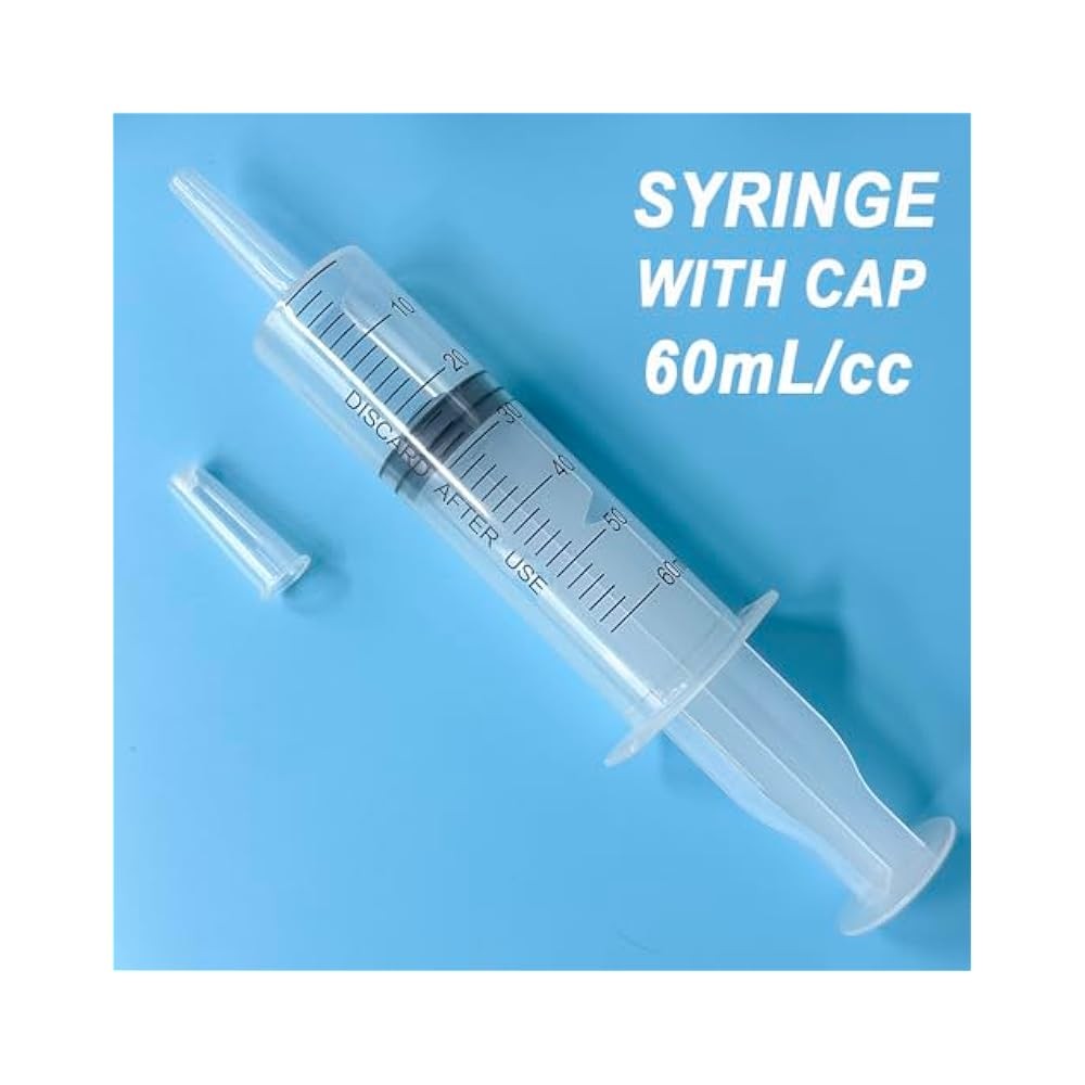 4-Pack 60mL Syringe for Liquid with Tip Cap, Sterile Sealed, for Medical, Lab