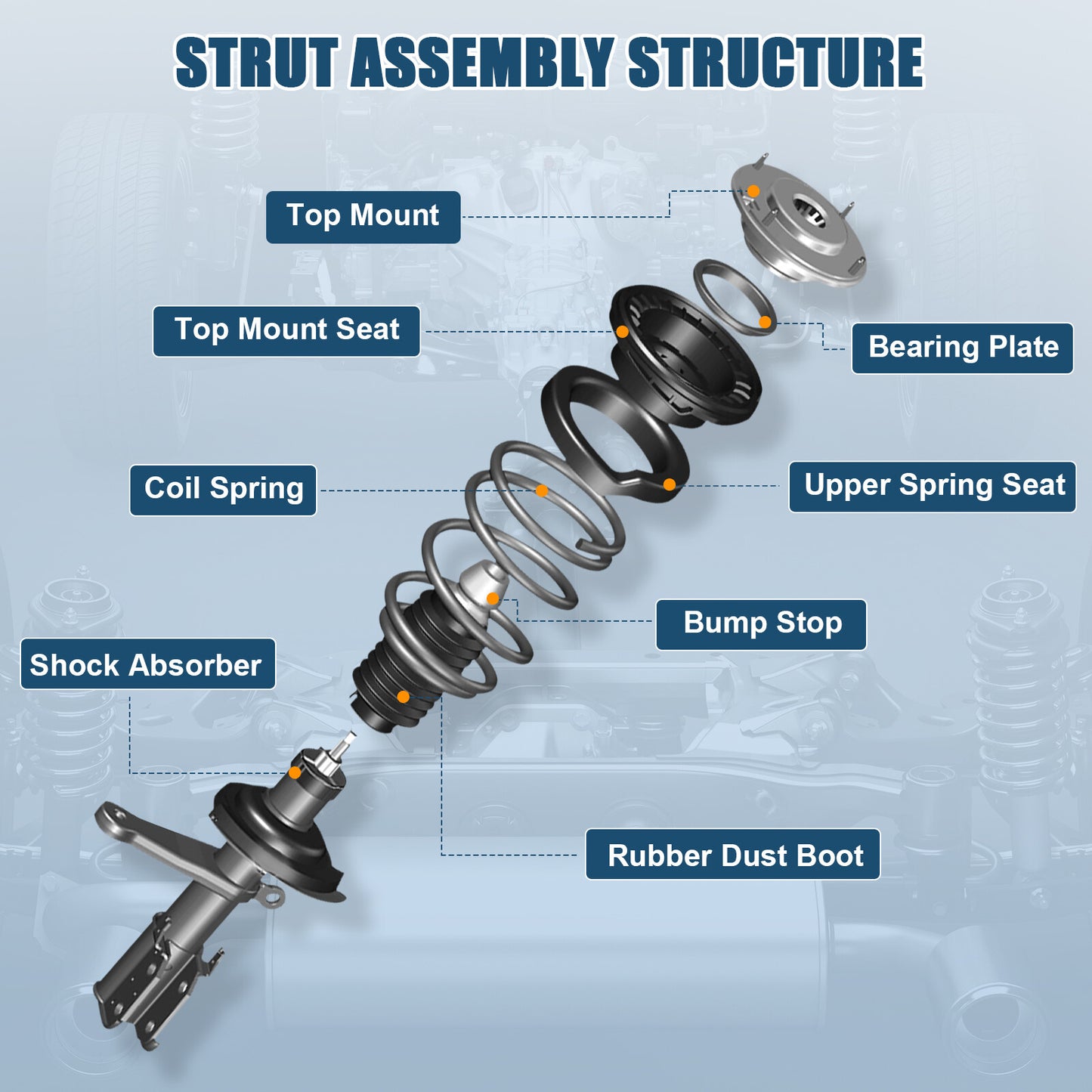 For Honda Odyssey 2005 2006 2007 Front 2x Complete Struts & Coil Spring Assembly