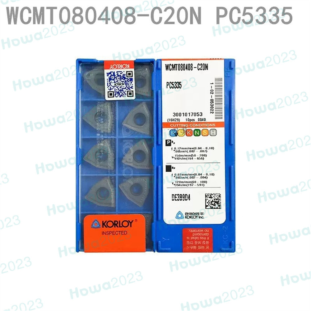 10Pieces/Box KORLOY WCMT080408-C20N PC5335 Turning Blade Carbide Inserts