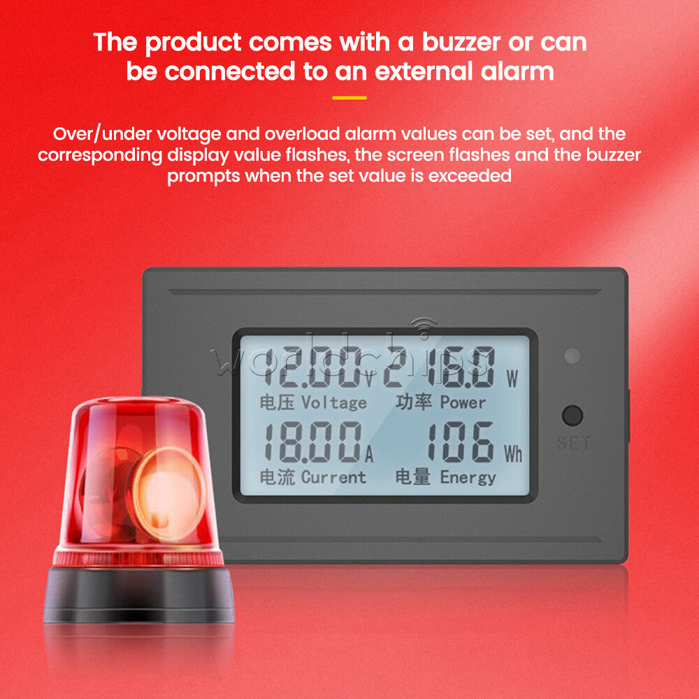 DC6-200V 20A 50A 100A Multi-functional Voltmeter Ammeter Digital LCD Power Meter