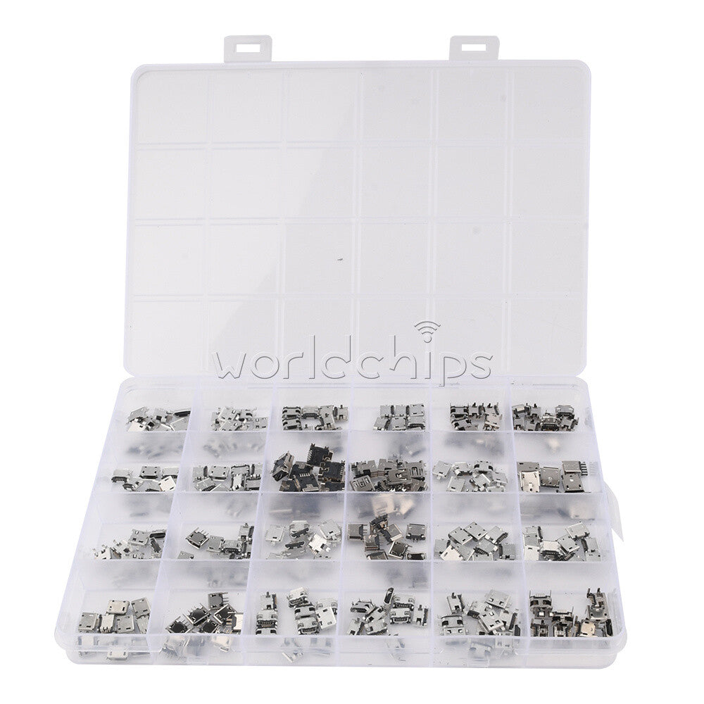240PCS 24 Kinds Of Micro USB Female Plug Boxed Android Charging Tail Plug