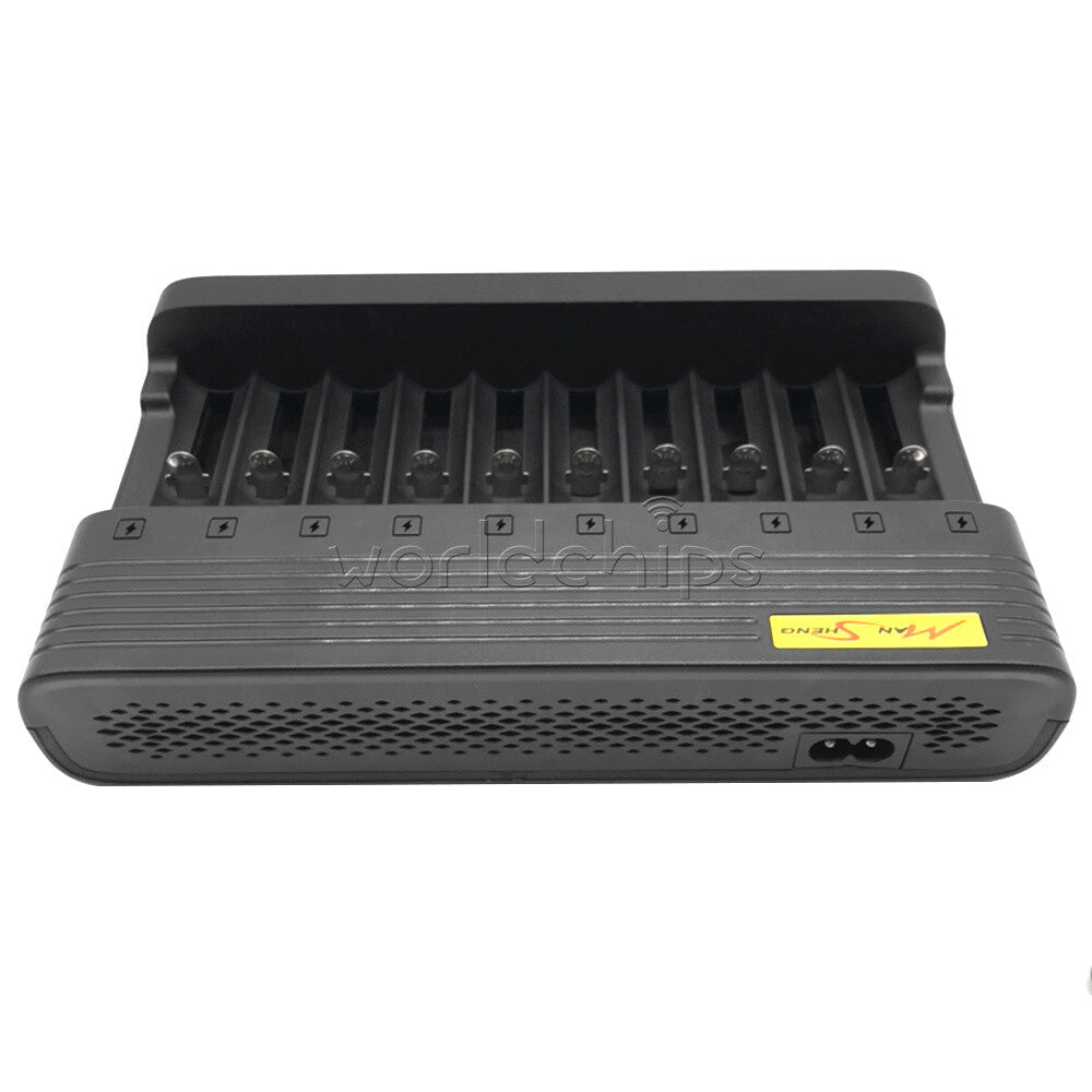USB 10 slots Li-ion Battery Charger Smart Li-ion Charging for 14500 16350 18500