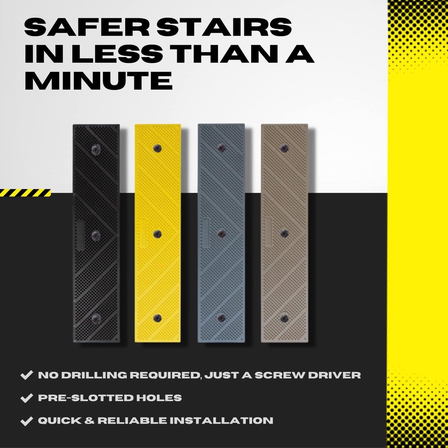 Anti-Slip Treads, 8-Pack, 32"x2", Black, Outdoor Safety Strips