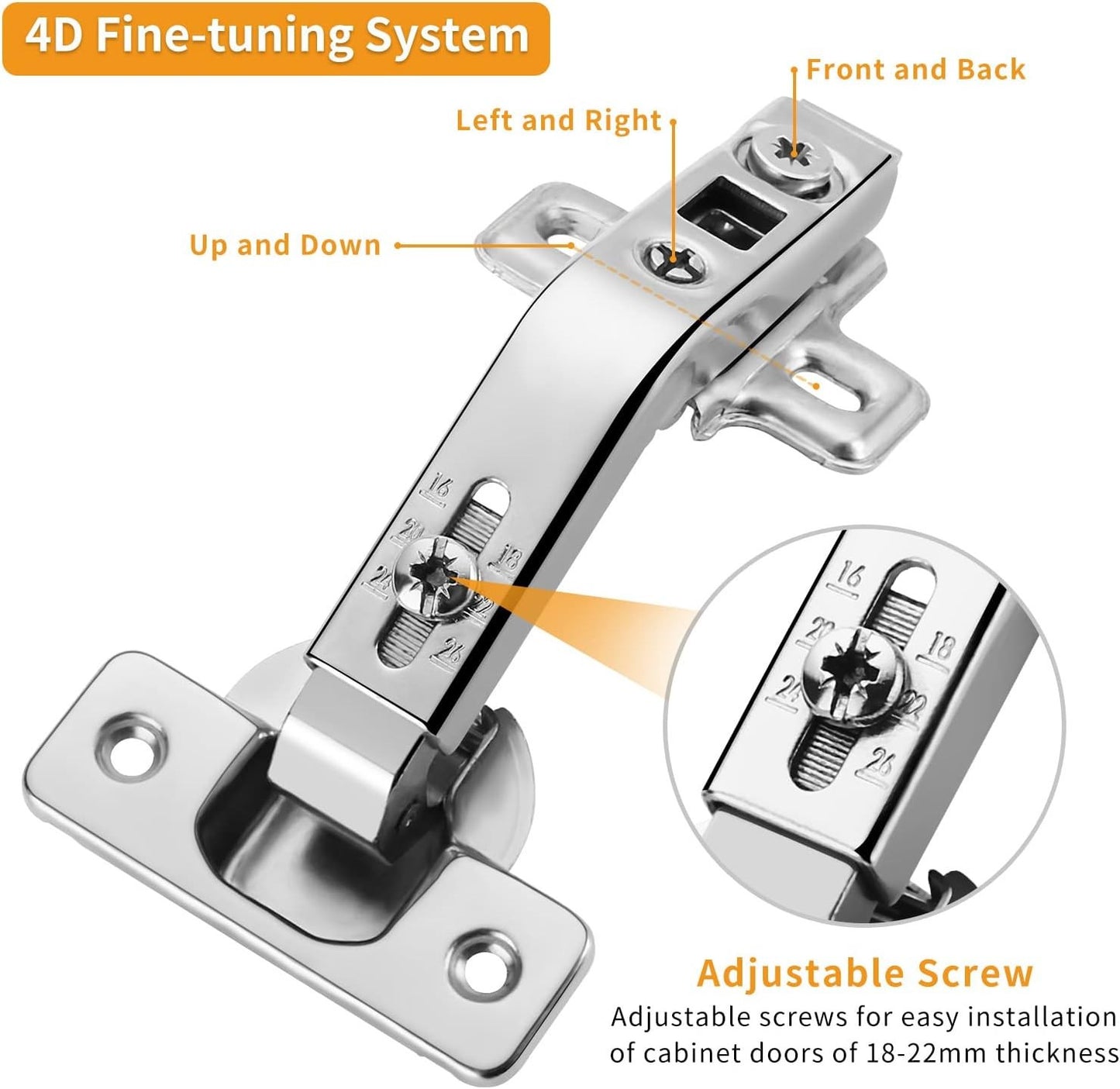 2 Pack 1 Pairs 135° Lazy Susan Hinge, Full Overlay Concealed for Corner Kitchen