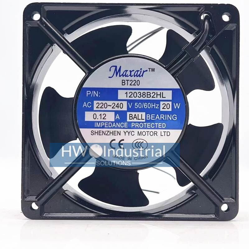 MAXAIR BT220 12038B2HL 220-240V 20W 0.12A 12CM Axial Flow Cooling Fan