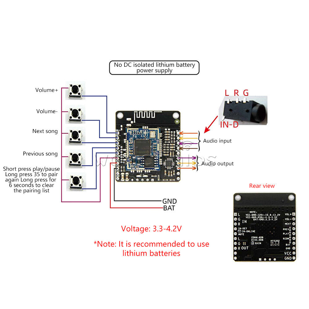 DC 12V 5V QCC3031 APT-X Receiver Board Amplifier Module for Audio Car Amplifier