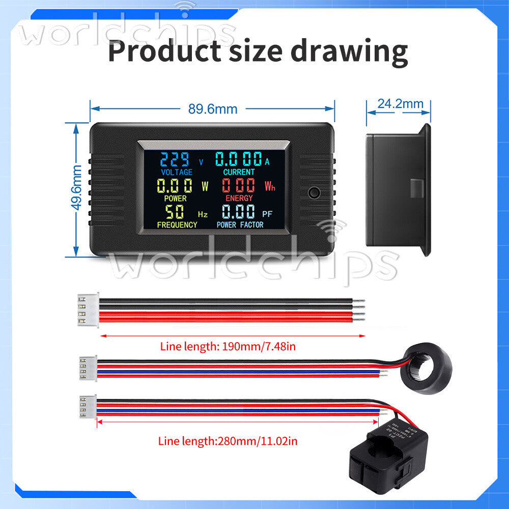 PZEM-022VH AC Digital Power Tester Voltage Ammeter Power Capacity Meter 22000W