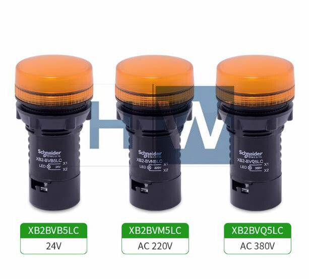 2Pcs  LED Button Indicator Light XB2BVM5LC Yellow Signal Light 22mm AC220V