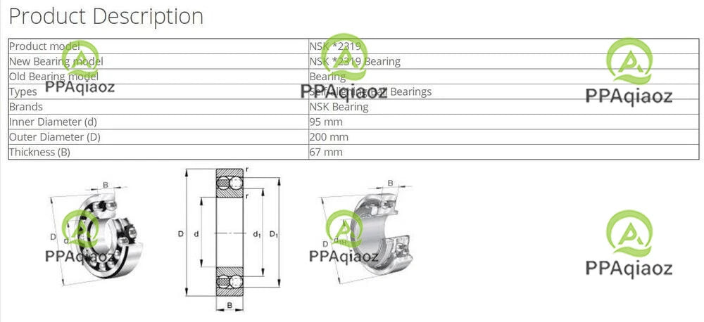 1PC NSK 2319 Self-Aligning Ball Bearings 95x200x67mm #P