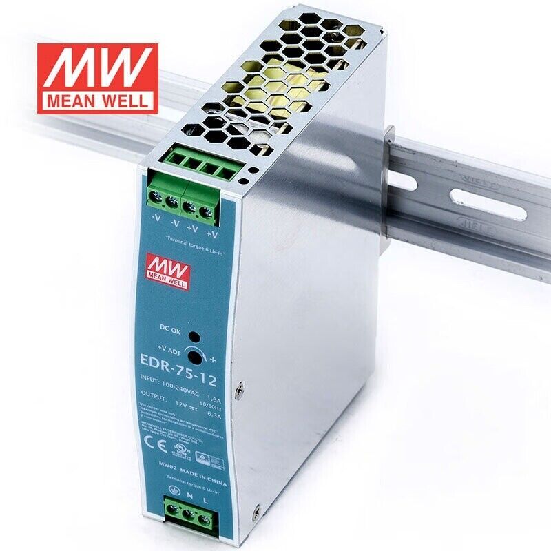 Mean Well EDR-75-12 AC/DC DIN rail power supply 75W 12V 6.3A