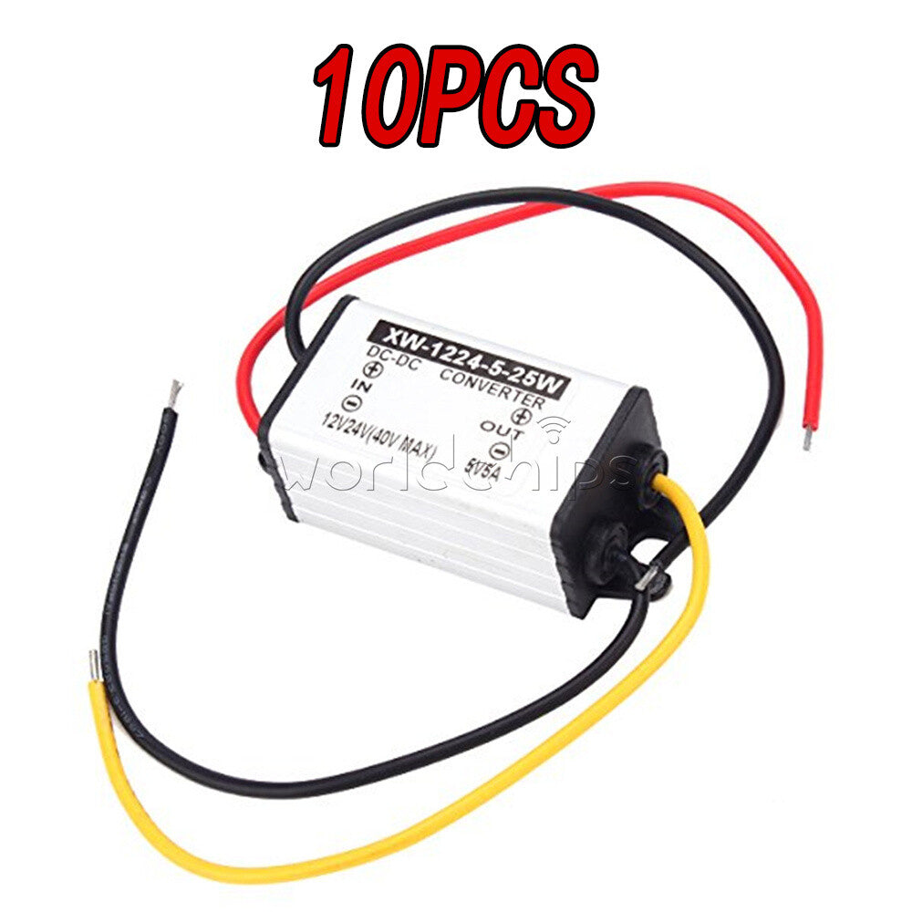 10PCS DC-DC 12V/24V to 5V 5A 25W Converter Step Down Buck Power Supply Regulator