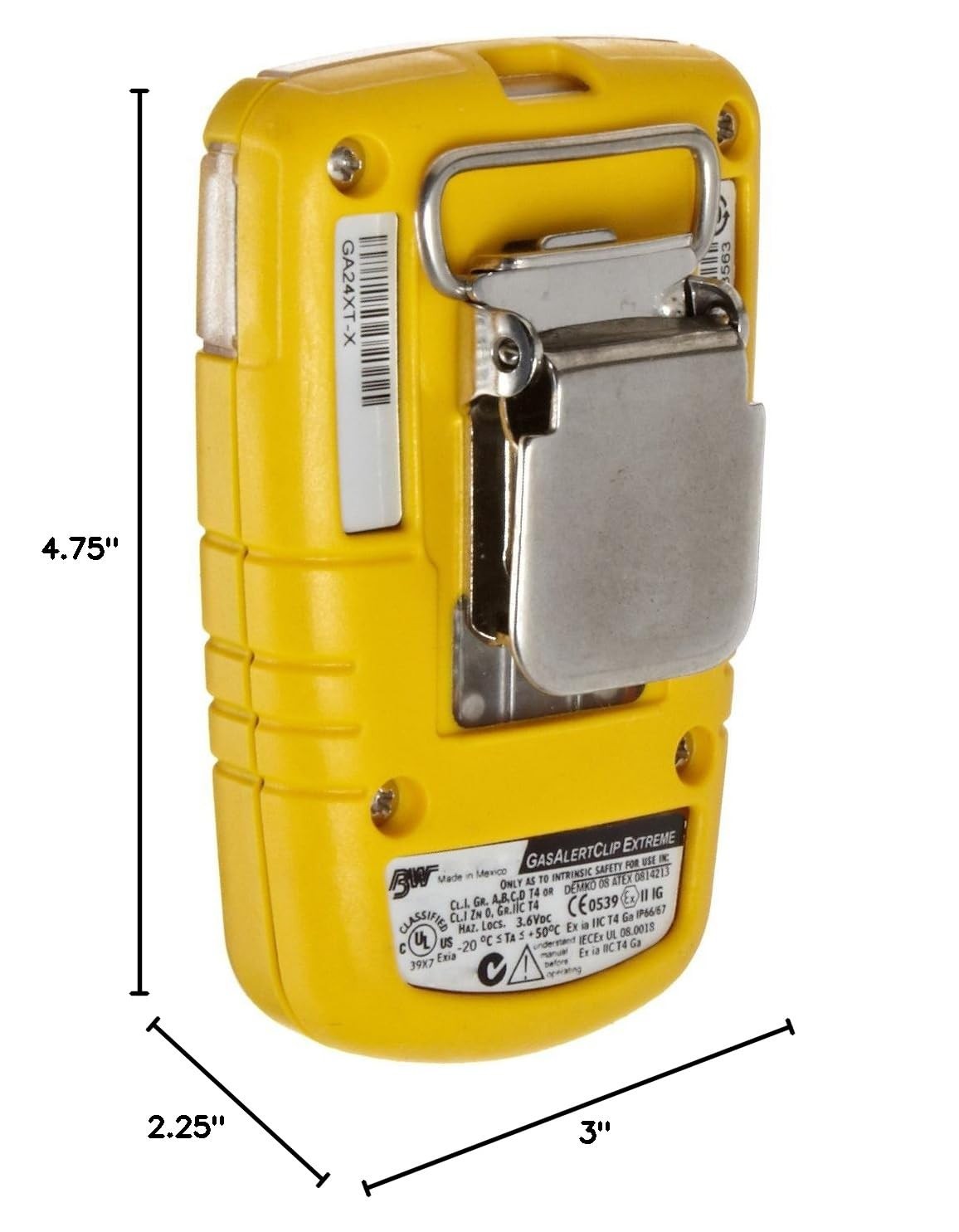 BWC2-X Single Gas O2 Monitor - 19.5/23.5 Range, Yellow, for Oxygen Detection