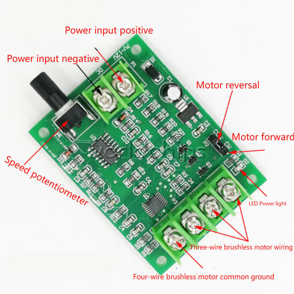 5V-12V DC Brushless Motor Driver Board Controller for 3/4 Wires Hard Drive Motor
