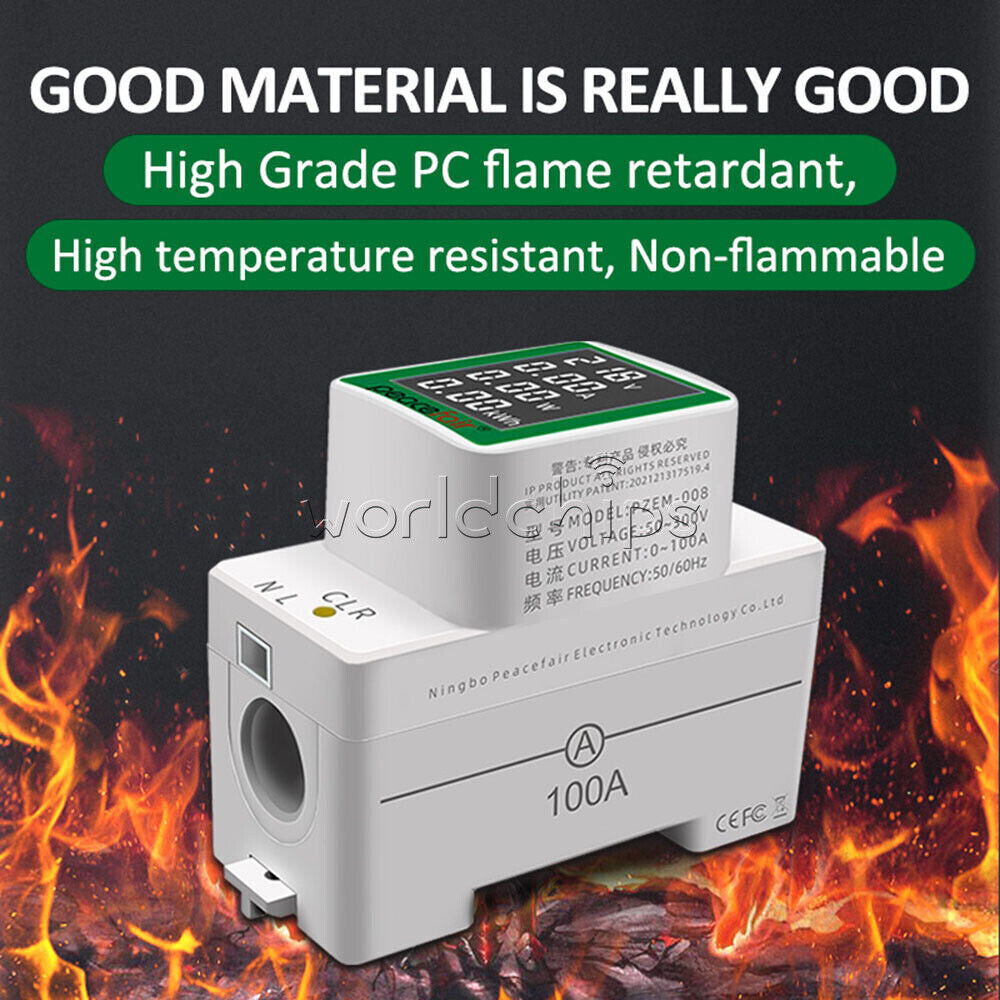 AC 50V-300V 100A Digital Power Energy Voltmeter Ammeter Watt Kwh Power Meter