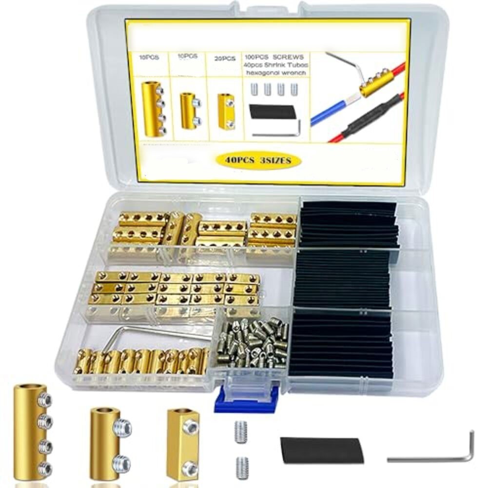 40 Sets Electrical Wire Connector Kit 20A 60A 80A with Heat Shrink Tubing