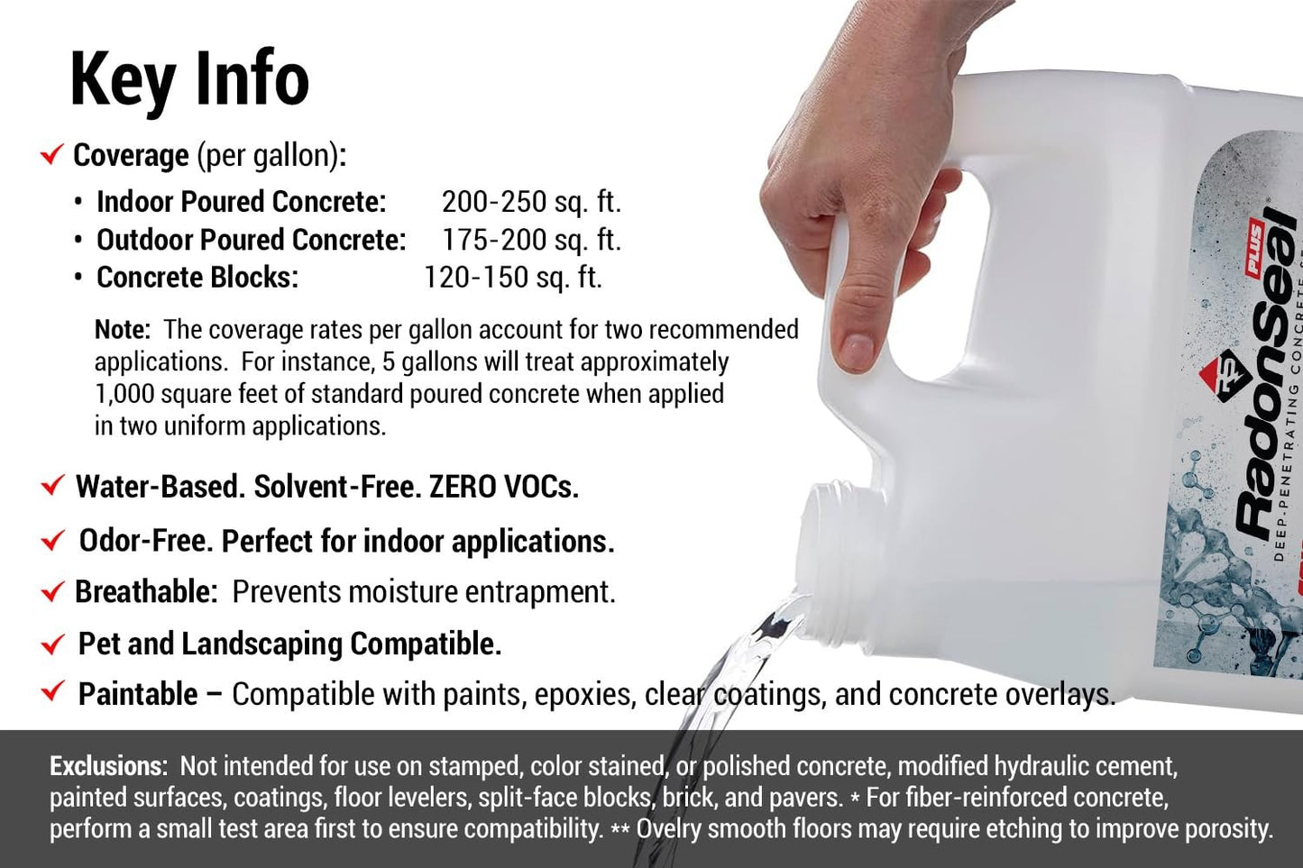 Concrete Sealer Plus, 2.5 Gallons, Deep Penetrating, Waterproof