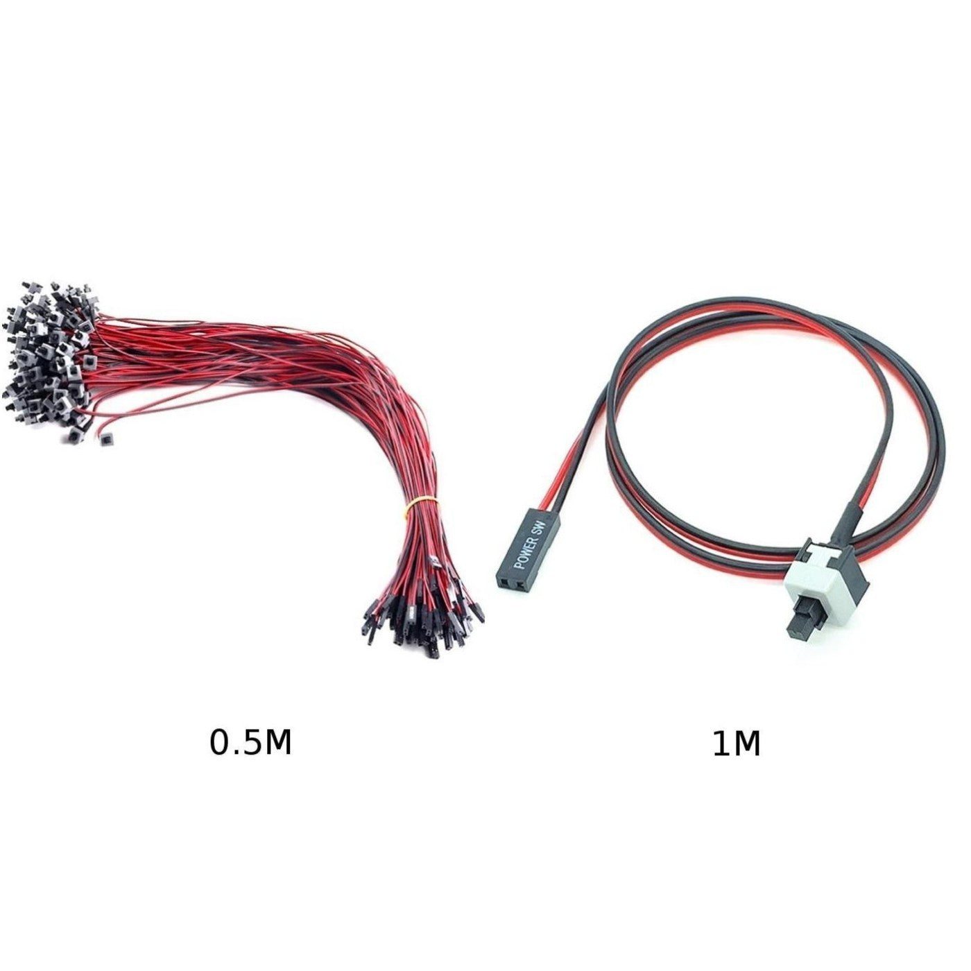 50PCS Computer Power Reset Switch Cable with Red Black Color for Motherboards