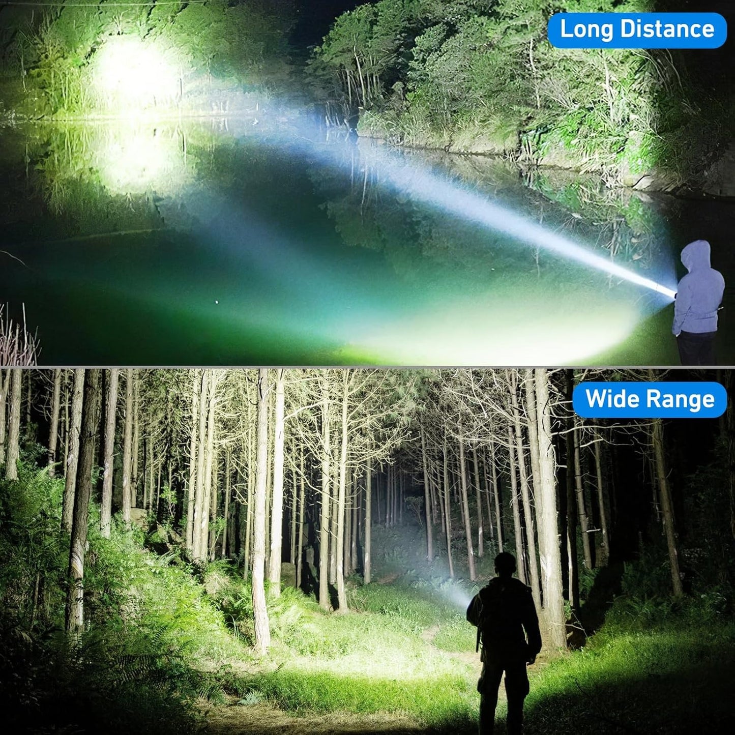 2-Pack Rechargeable Flashlight, 99,000 Lumen, 5 Modes, IPX7 Waterproof