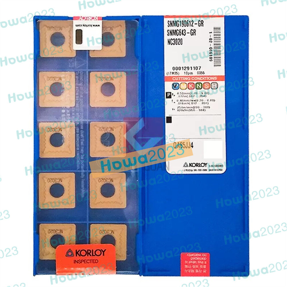 10Pieces/Box KORLOY SNMG190612-GR NC3020 SNMG643-GR Turning Blade Carbide Insert