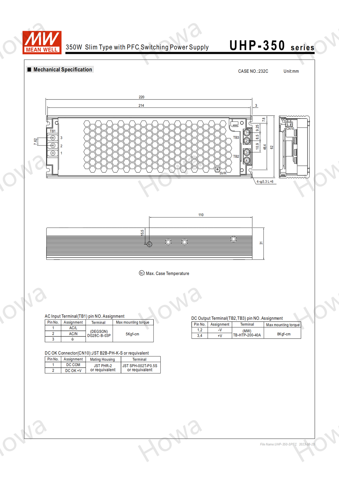 UHP-350 switching power supply 5V15V24V36V48V55 PFC high performance ultra-thin