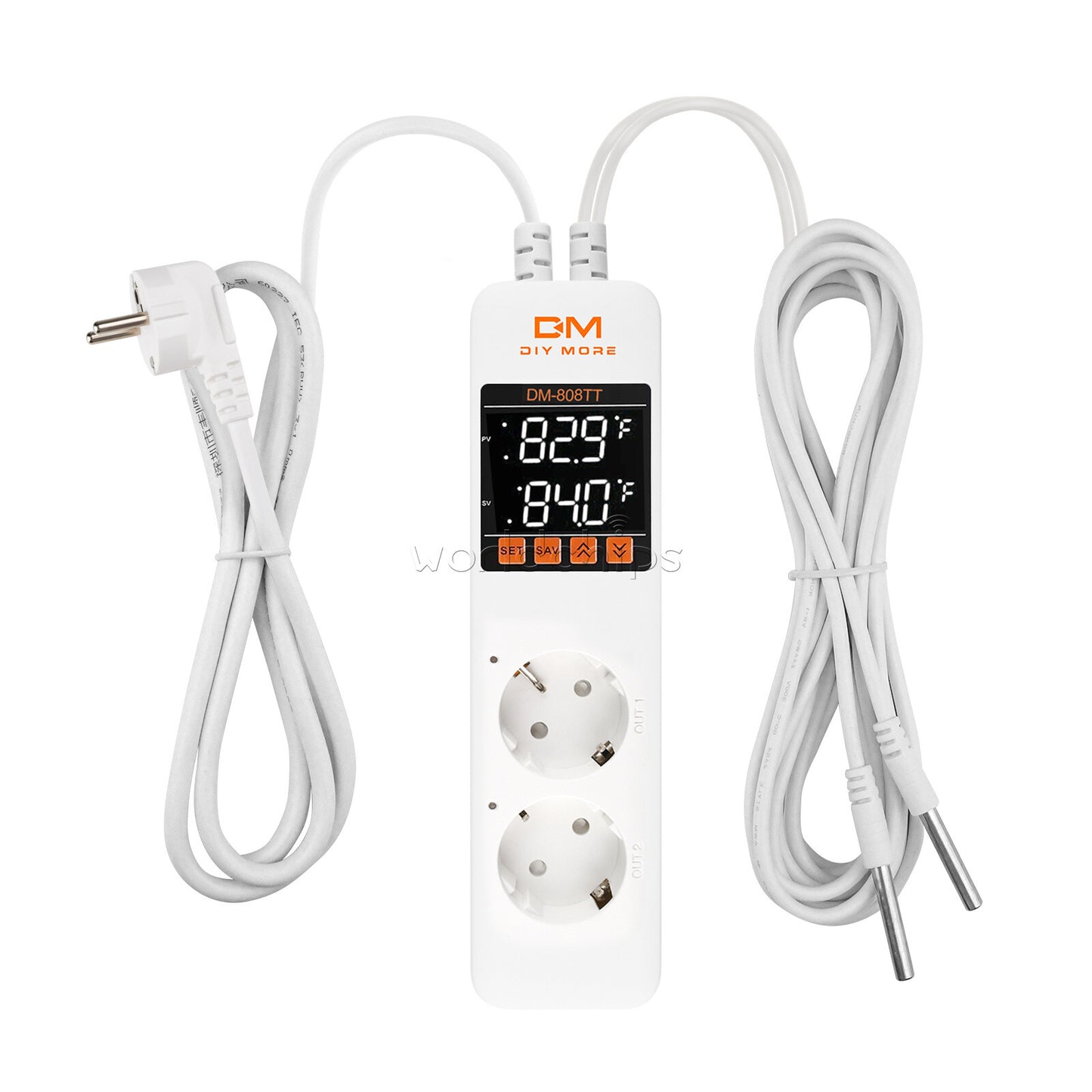 DM-808TT AC 85-250V 10A Digital thermostat Controller Power Socket EU+US Pulg