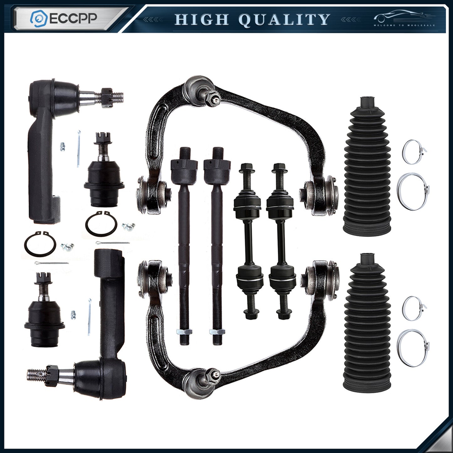 12Pieces Front Control Arm And Ball Joint Tie Rod End For 2009-2014 Ford F-150