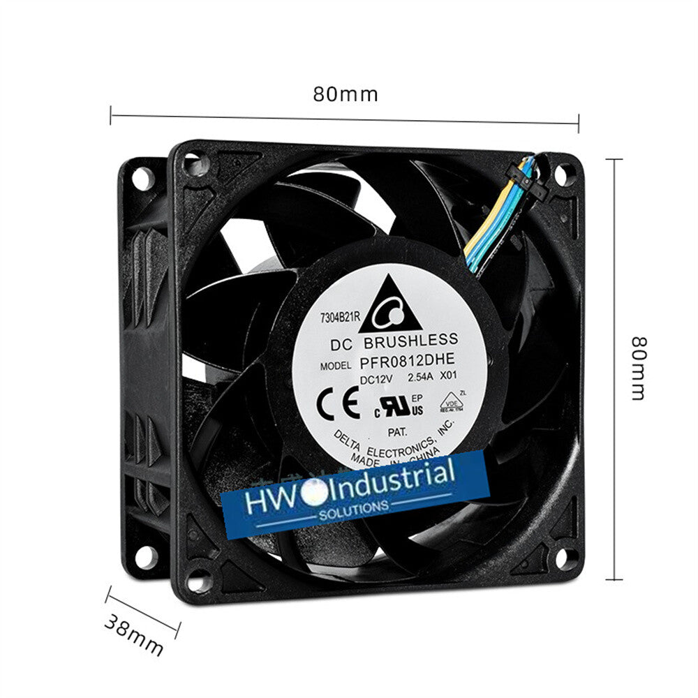 Delta PFR0812DHE DC12V 2.54A 80x80x38mm 4-wire Pwm Server Cooling Fan