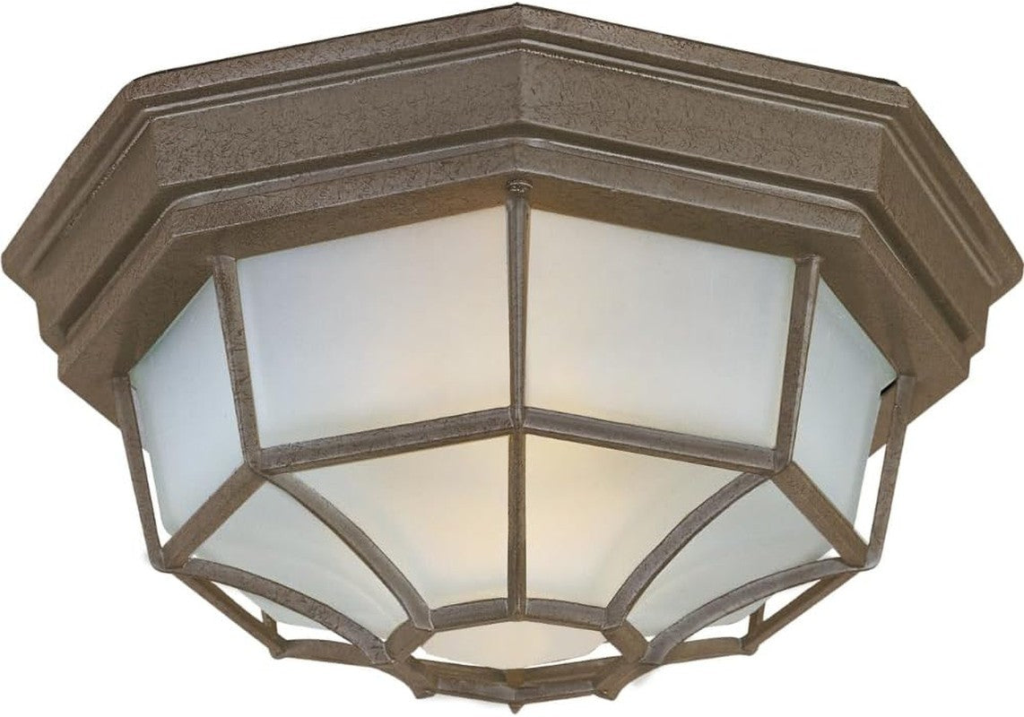 1020WT Crown Hill LED Light Bulb Compatible Aluminum Frosted Glass Outdoor Flush