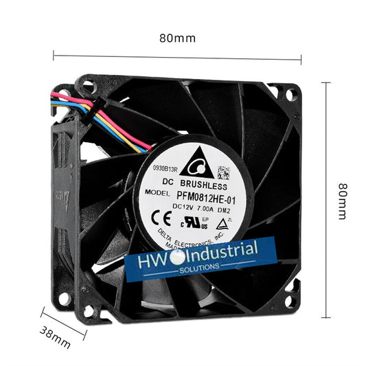 1/piece PFM0812HE-01 Delta 8038 12V 7.00A 4-wire 8CM High Speed Cooling Fan