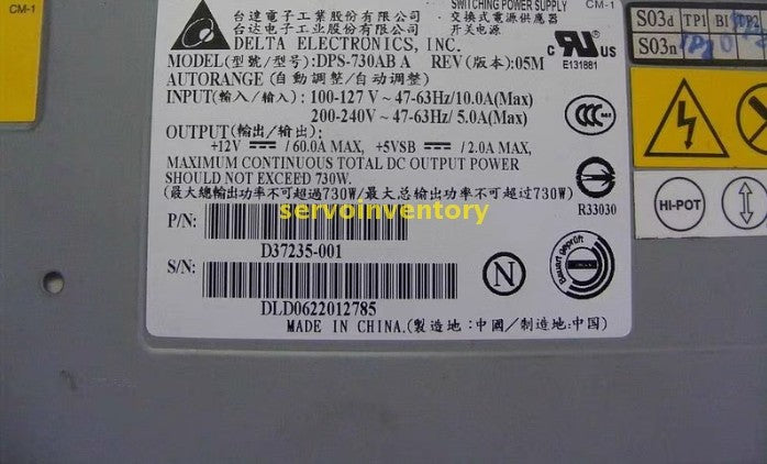 1pc for R360 Server Power Supply Delta 730W DPS-730AB A D37235-001