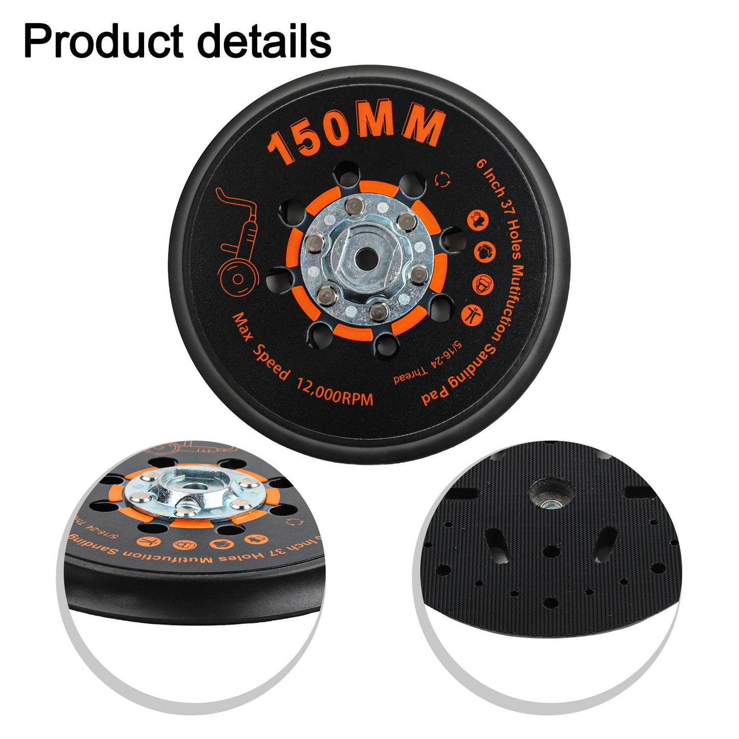 150mm Sanding Disc Backing Pad with 37 Holes for Various Finishing Applications