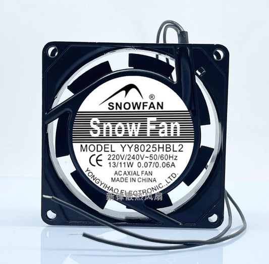 SNOWFAN YY8025HBL2 220V-240V 0.07-0.06A 8025 8CM 2-wire cooling fan