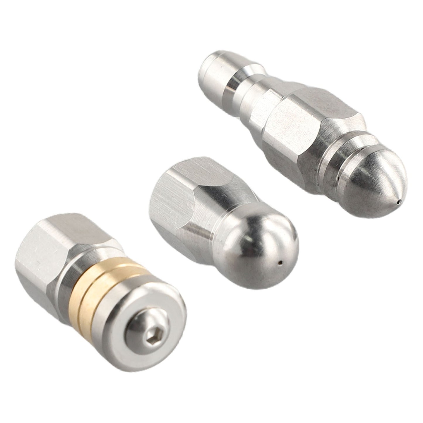 3 PCS Sewer Jetter Rotary Nozzle 1/4 In Pressure Washer Hose Quick-Connect