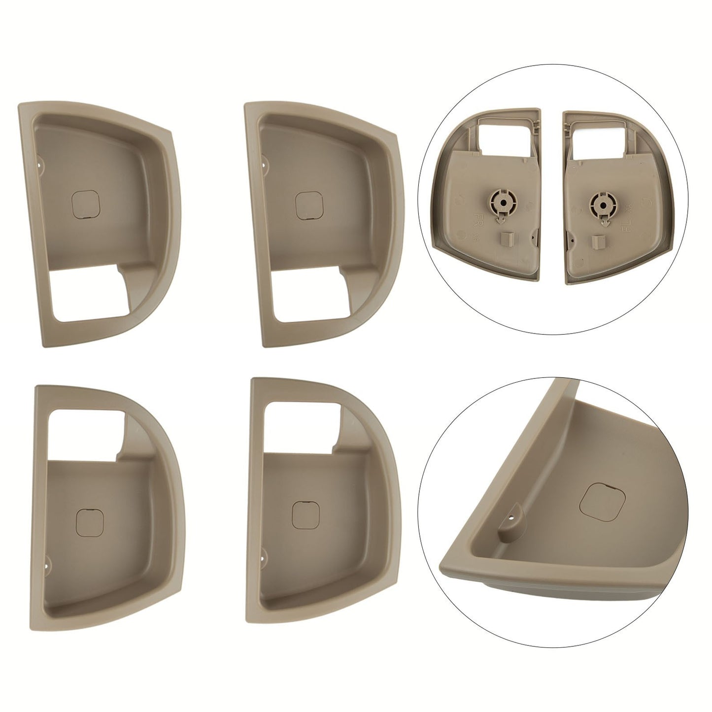 4Pcs Inside Door Handle Trim Cover Beige L & R For Hyundai Santa Fe 2007-2012