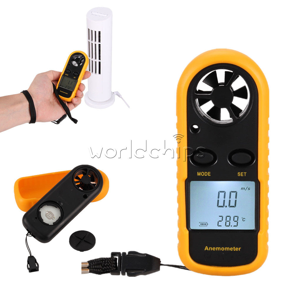 Digital LCD Anemometer Thermometer Air Velocity Wind Speed Meter Tester Gauge