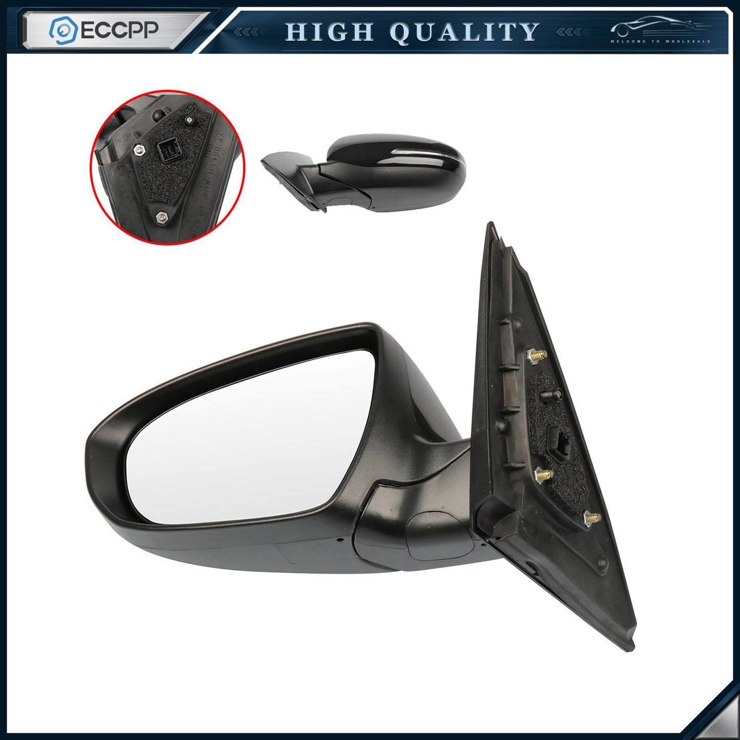 Power Mirror For 11-13 KIA OPTIMA K5/OPTIMA HYBRID LH Side Black Foldaway