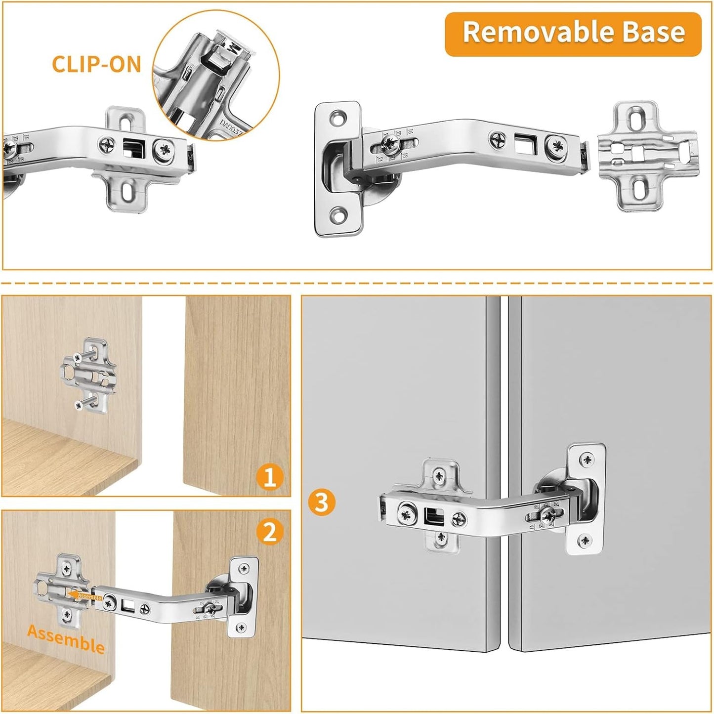 2 Pack 1 Pairs 135° Lazy Susan Hinge, Full Overlay Concealed for Corner Kitchen