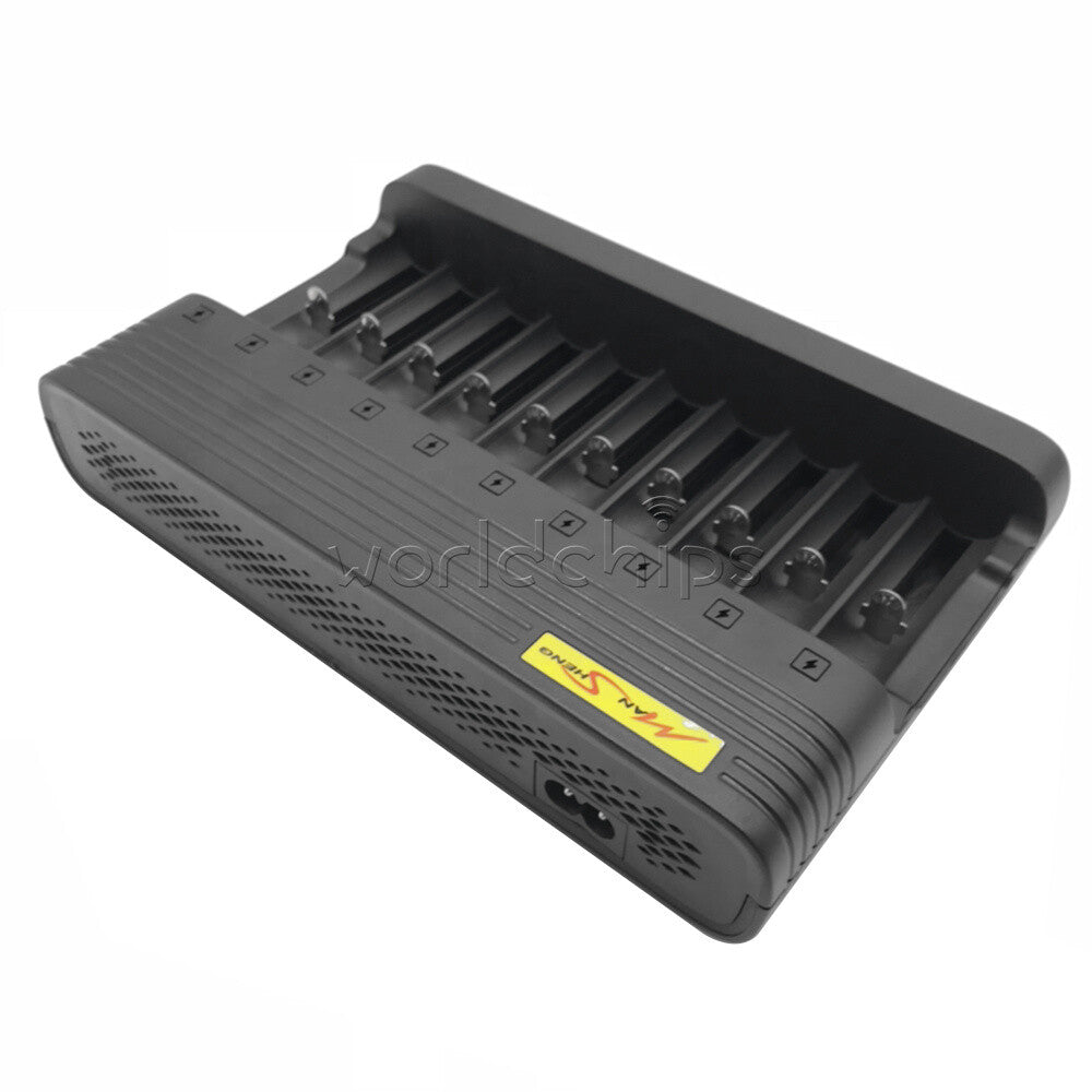 USB 10 slots Li-ion Battery Charger Smart Li-ion Charging for 14500 16350 18500