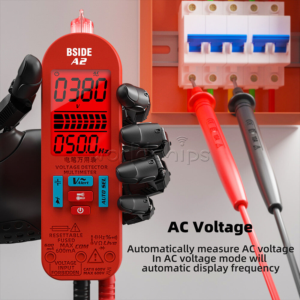 BSIDE A2 Digital Multimeter Voltmeter Auto Range DC/AC Voltage Resistance Tester